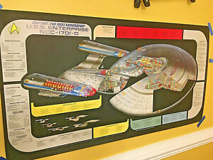 Rare 1991 Star Trek Next Generation Enterprise 1701 D Cutaway Poster Orig Papers Ebay