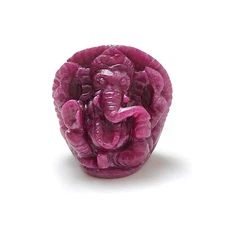 128.10cts Natural Untreated Ruby Gemstone Lord Ganesha Carving Sculpture 31*30mm