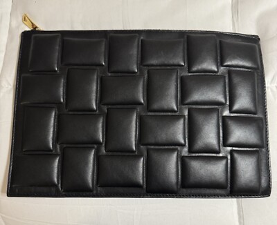 Bottega Venetia Black Padded Cassette Pouch Clutch Bag Authentic New, Never Used