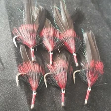 SALTWATER FLY FISHING FLIES TARPON BLACK RED # 1/0 CUSTOM TIED SILVER KING WINGS