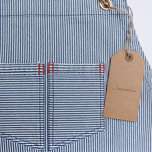 Blue Striped Denim Aprons For Women And Men Jean Cross Back Apron Adjustable Nec - Picture 6 of 9
