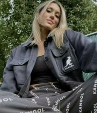 H&m Kangol Black Oversized Shirt Jacket Shacket Size Xs Extra Small Sold Out