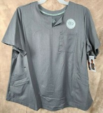 2X Cuddl Duds Climate Right Scrub Top Short Sleeve Medical Dental Uniform Gray