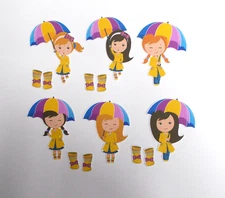 Rainy Day Girls Cardstock  Pre colored images Scrapbooking / Card Making
