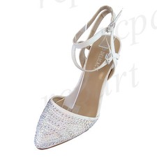 New women's shoes evening rhinestones buckle closure high heel wedding White