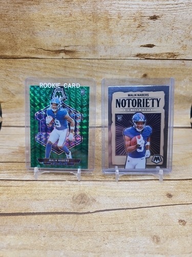 2024 Mosaic Malik Nabers RC Lot Green #306 & Notoriety #23 Giants