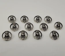 12 pcs Egyptian Pharaoh Silver Molded Plastic Craft Sewing Shank Buttons VTG
