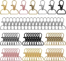 60PCS Key Chain Clip Hooks, Swivel Clasp Hooks, D Ring Clip Lanyard Hardware for