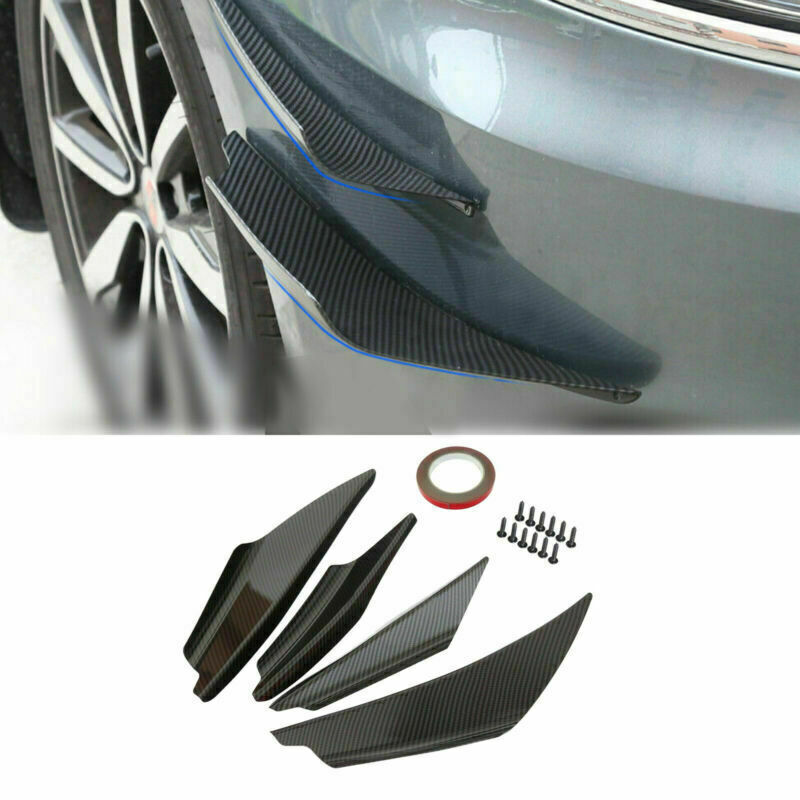 Universal Carbon Fiber Look Car Bumper Splitter Canards Spoiler