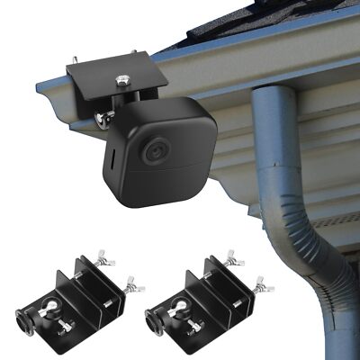 Gutter Mount for Outdoor Security Cameras 2-Pack Adjustable Black Aluminum