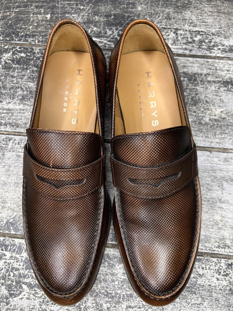 Harrys of london James Textured Calf Penny Loafers Sz 7.5 UK  display picture 1