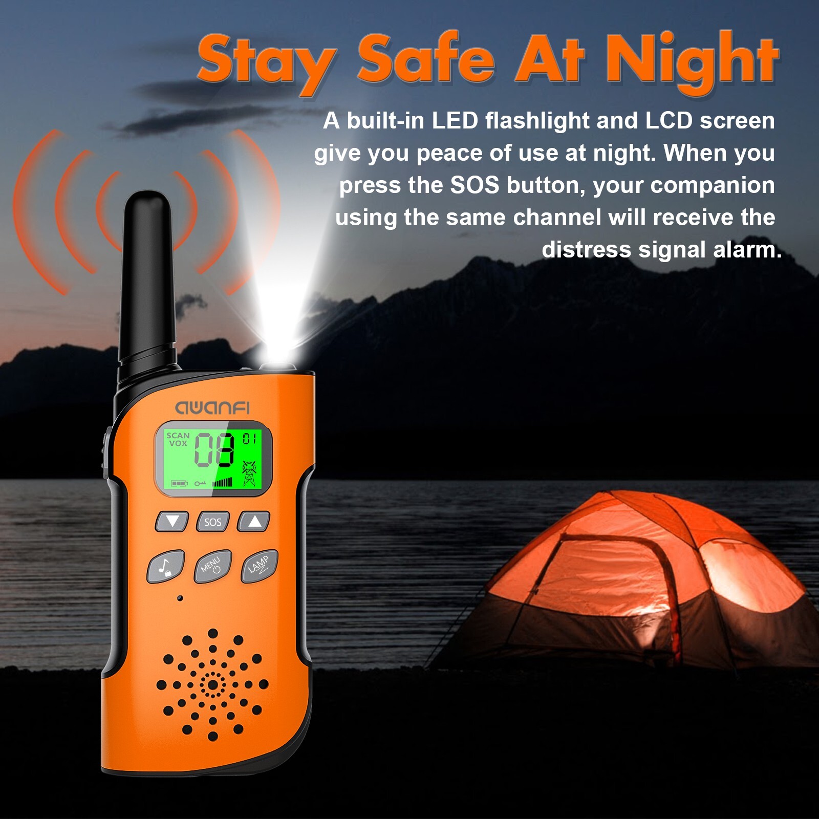 Rechargeable Long Range Walkie-Talkie with Li-Ion Battery, 2 Way Radios with VOX