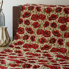 Vintage French Poppy Jacquard Tapestry Upholstery Decorator Fabric for Sewing