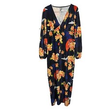 ASOS Velvet Size 12 Asian Inspired Dress Buttons Split Front Blue Velvet Maxi