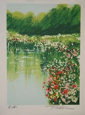 Raphael ROBIC - Lithographie originale signée - Jardin d'eau à Giverny 1