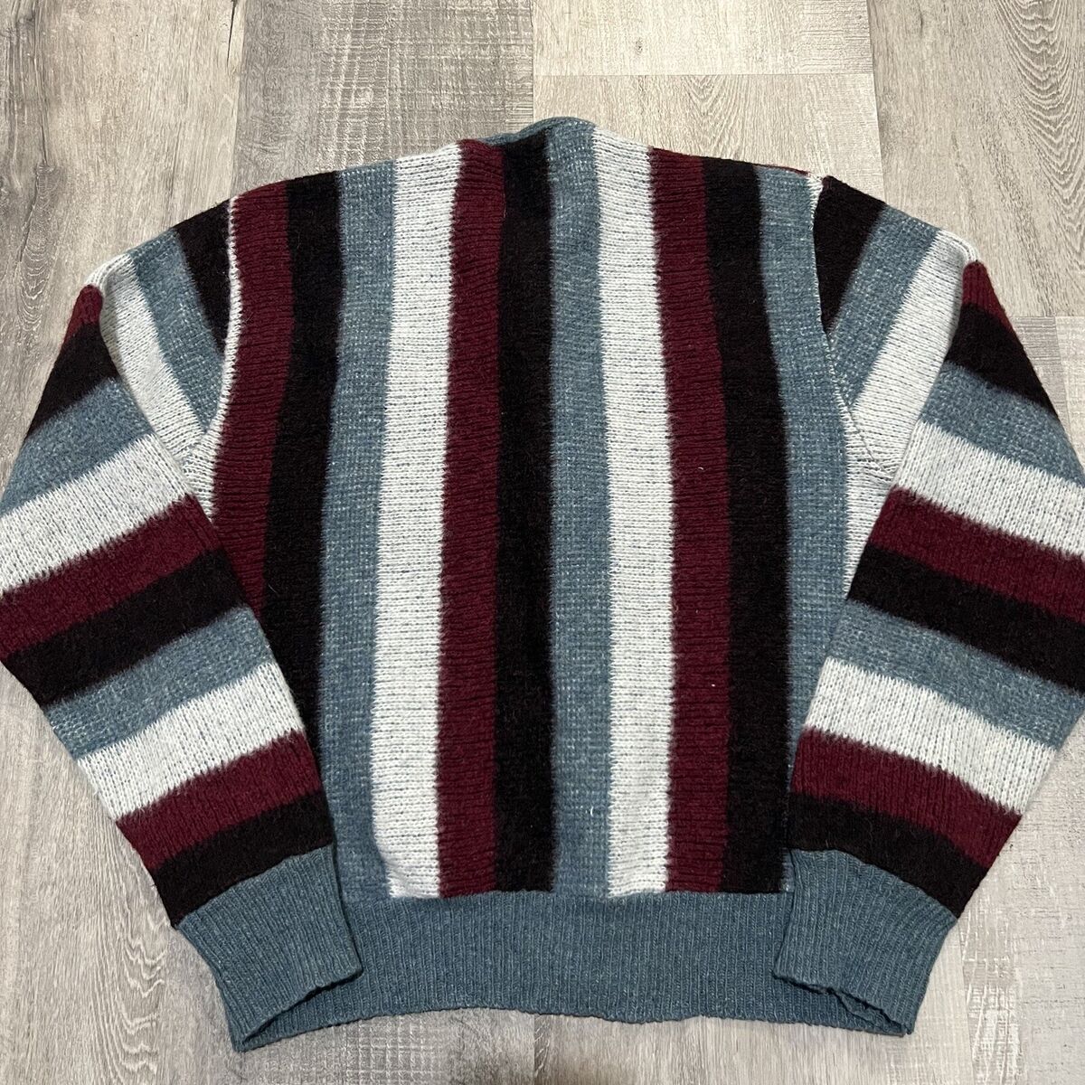 VTG Barclay 1960s Mohair/Lambs Wool Fuzzy Burgundy Striped VTG Barclay 1960s Mohair/Lambs Wool Fuzzy Burgundy Striped