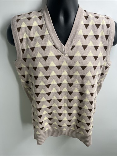 Men's Slim Fit Multi Colored Argyle Diamond Sleeveless V Neck Sweater Vest Sz NA - Foto 3 di 10