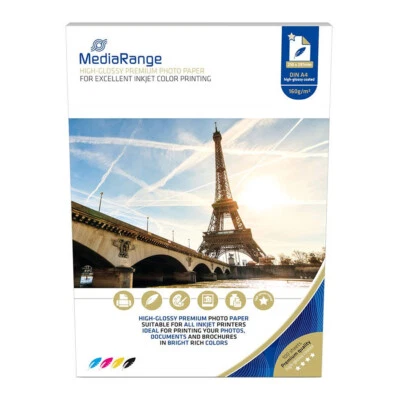 100 Fogli Carta Fotografica MediaRange A4 160g Glossy LUCIDA MRINK105