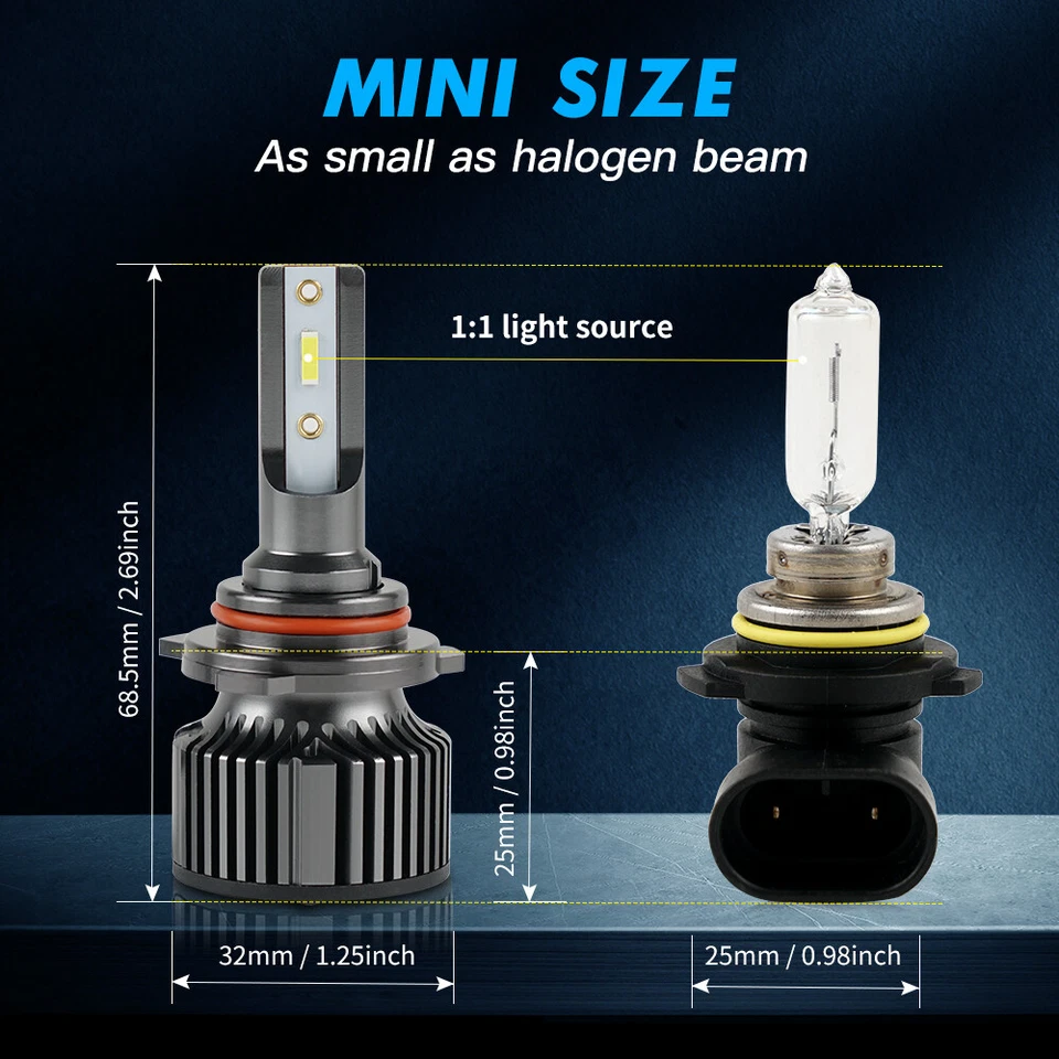 BEVINSEE HB4 9006 LED Phare Ampoule Lumière de brume Feux de route/de croisement - Photo 3/4