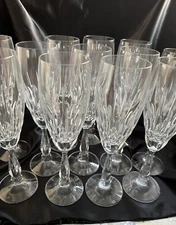 Set of 12 Schott-Zwiesel  Deep Cut  Crystal Champagne Flutes 8.5”H Signed Z