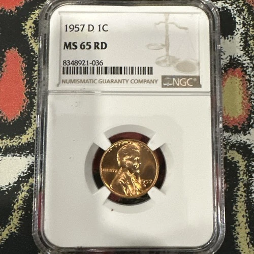 1957 D 1C Lincoln Wheat Cent NGC Certified MS 65 RD Red