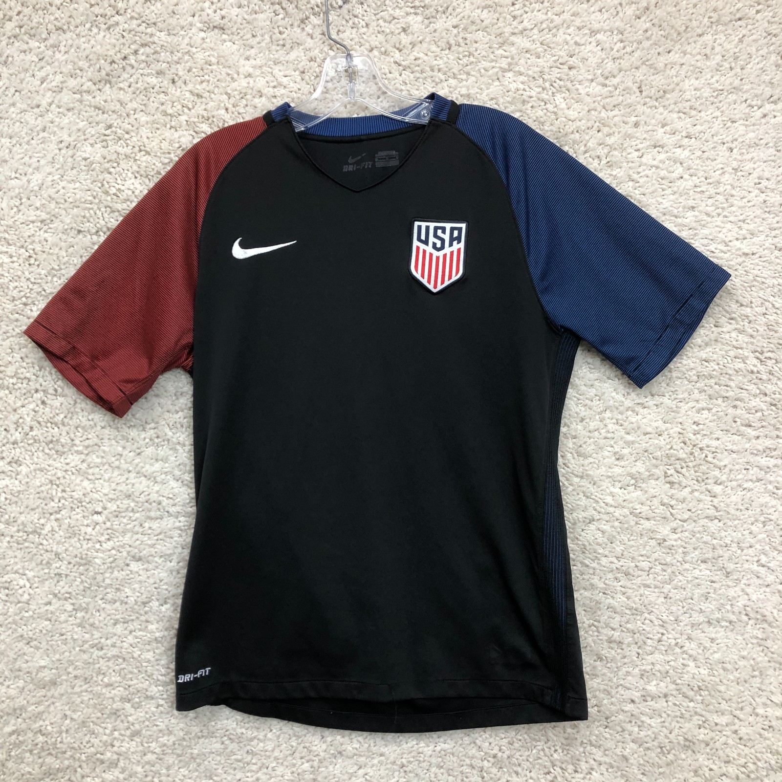 Nike USA Soccer Jersey Medium Adult Black Dri Fit Away 2016 Olympics Logo Mens M