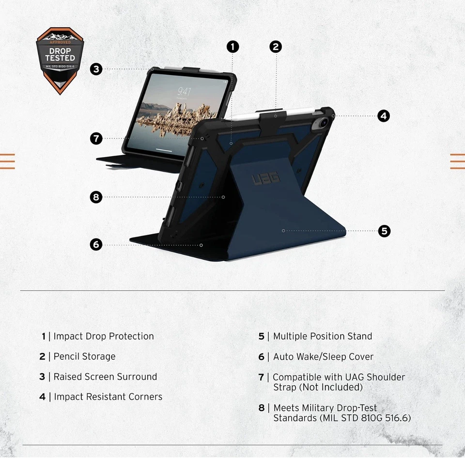 UAG iPad 10th Gen 10.9" 10th Gen 2022 Case Metropolis SE Blue Mallard - Image 3 of 3