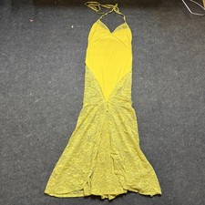 ASOS DESIGN Dress Womens US 8 Yellow Lace Halter Slip Maxi Mermaid Formal Gown