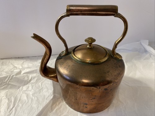 Small Vintage Copper Tea Kettle With Copper Handle And Lid 6.25” Height