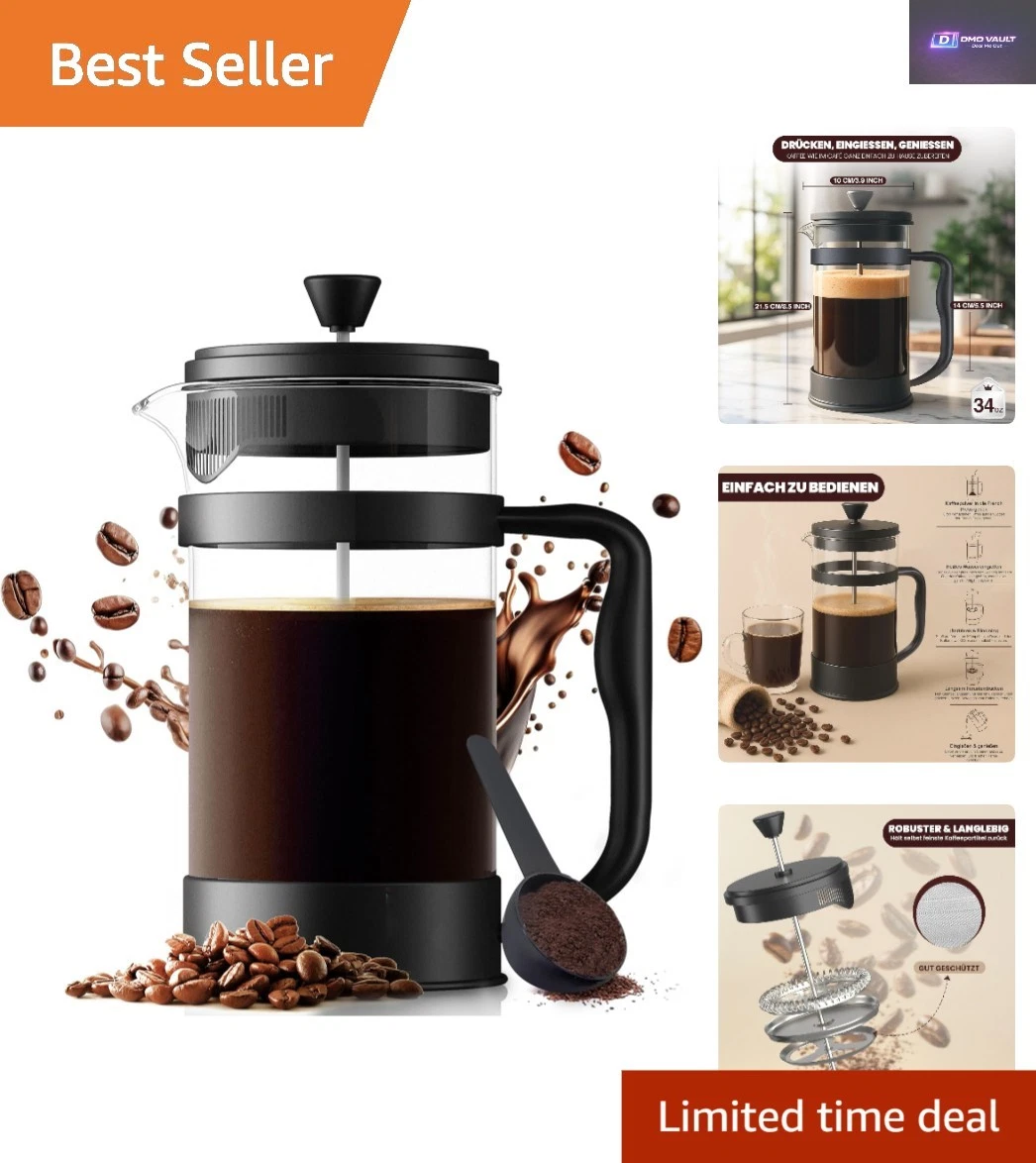 Multi-Functional 8 Cup French Press – Hot Coffee & Tea Maker with Quick Release