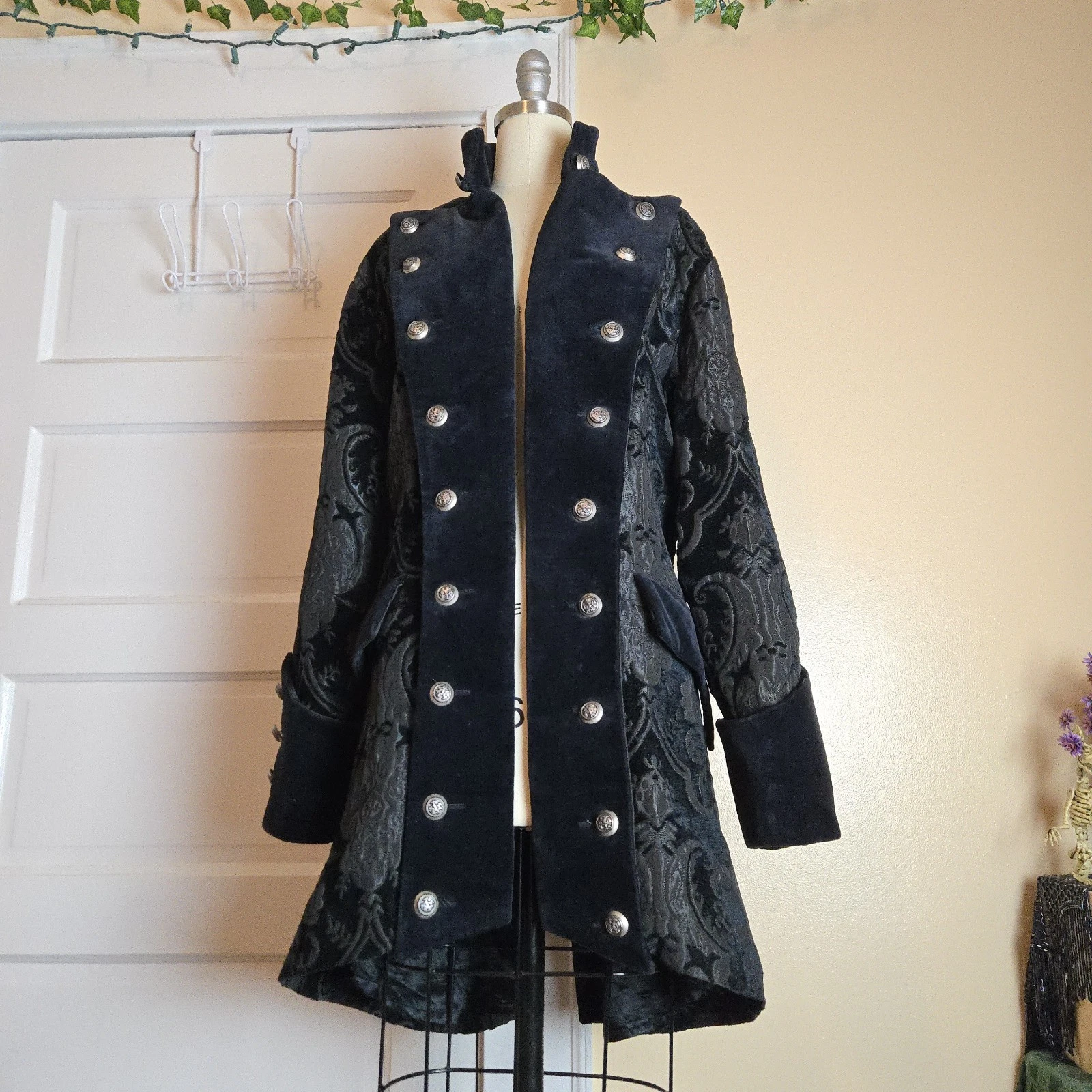 Shrine Hollywood California black brocade gothic steampunk military vampire coat image 15