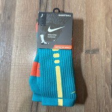 2013 Nike Elite Cushioned Basketball Blue Yellow Vintage SX3692-388 Crew Socks