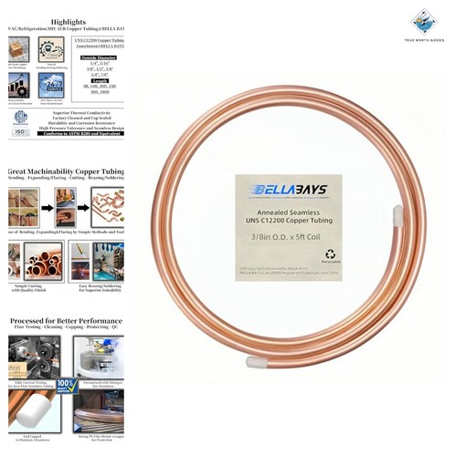 Copper Tubing 3/8" OD Soft Coil 5ft HVAC Refrigeration DIY Project