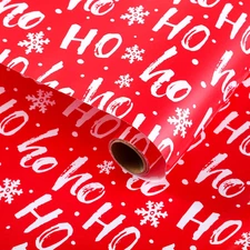 Red Christmas Wrapping Paper Roll, 17 Inch X 32.8 Feet, White Snowflake Design W