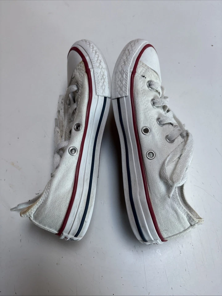 CONVERSE Juvenil Talla: 1 Blanco All Star Chuck Taylor Zapatos de Lona Parte Superior Baja Foto 3 de 4