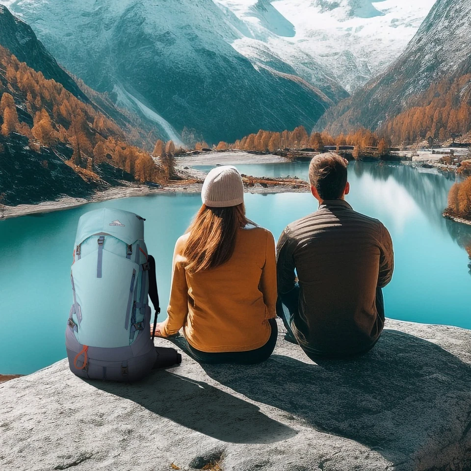 Mochila High Sierra 75L Pathway 2.0 con almacenamiento de hidratación para senderismo, azul ártico Foto 4 de 4