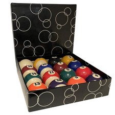 Pool Billiard Balls Set 16 Count 1-15 With Cue Ball Storage Box Game Play