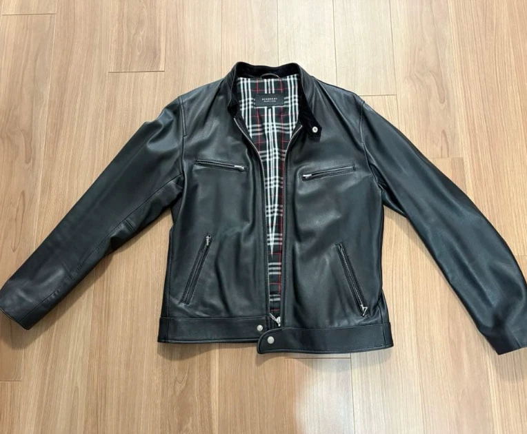 Burberry Leather Outer Shell Black Coats, Jackets & Vests for Men