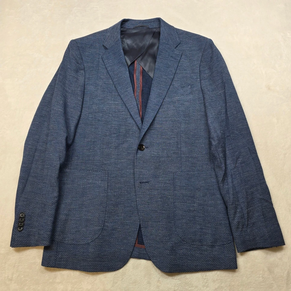 Rodd & Gunn Sport Coat Mens Medium Blue Texture Blazer Jacket Sports Fit Italy - Image 2 of 4