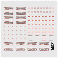 Waterslide Decal 1:87 LKW Transport Baustellenfahrzeug Warnmarkierung Modellbahn