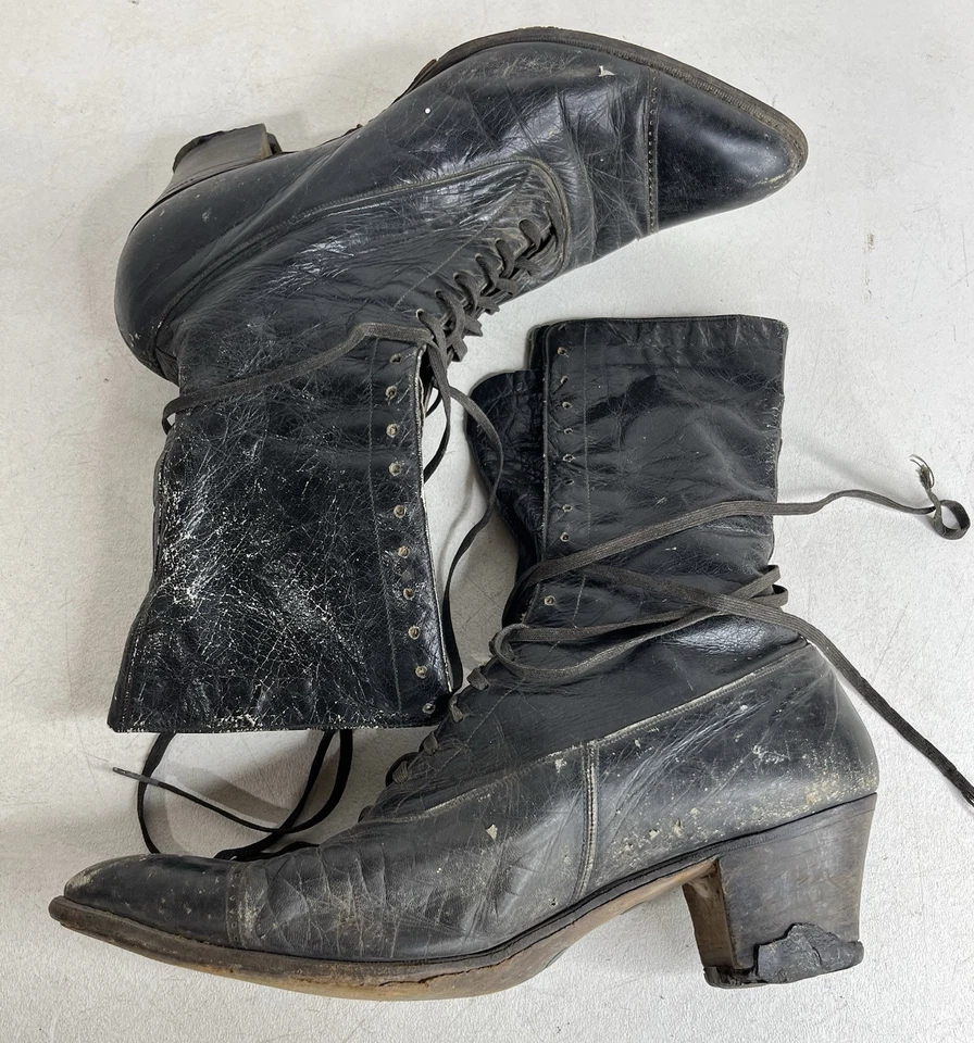 Botas negras antiguas victorianas con cordones para mujer no ponibles Foto 4 de 4