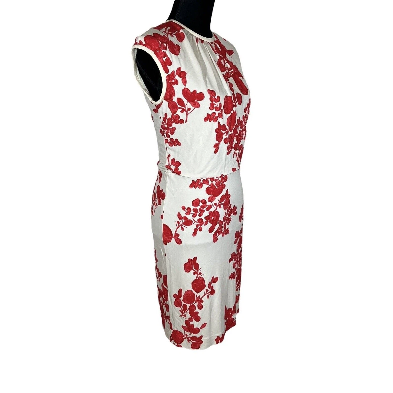 Abito Tory Burch Lydie Flora stampa a strati top matita slim girocollo taglia XS