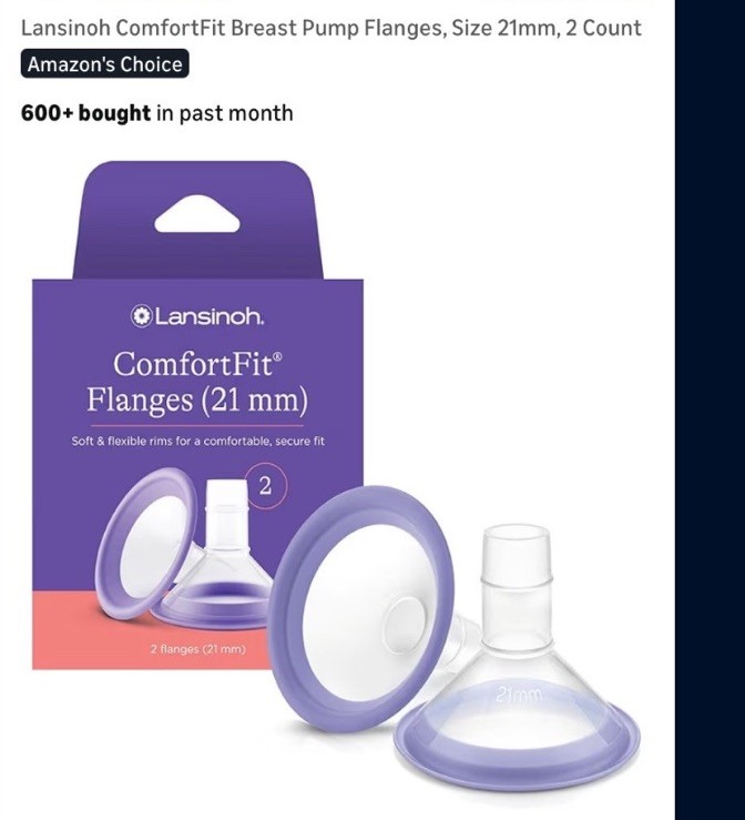 Lansinoh ComfortFit Flanges 21mm Breast Cushion 2 Count Clear Purple