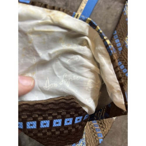 Corbata de Colección Años 70 Ancha Para Hombre Don Loper Poli Tejida Marrón Geométrico Divertido Patrón - Imagen 6 de 6