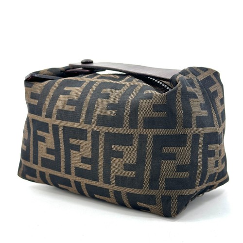 Fendi Vanity bag Zucca Pouch Mini Hand bag Nylon Authentic 511T0447