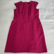 Ann Taylor Sleeveless Sheath Dress Pink Size 12 Solid Round Neck Knee Length NEW