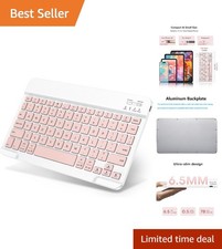 Lightweight Pink Bluetooth Keyboard for iPad Tablets - 250-Hour Battery Life