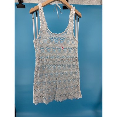 Victoria's Secret White Crochet Lace Tank Top Swim Cover Up Boho Tunic Small