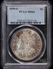 1890-S Morgan Silver Dollar Choice Gem PCGS MS62 Pink Mist Toning