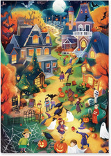 Halloween Town Jigsaw Puzzle 500 Pieces 20" x 14" Numbered Back with Poster